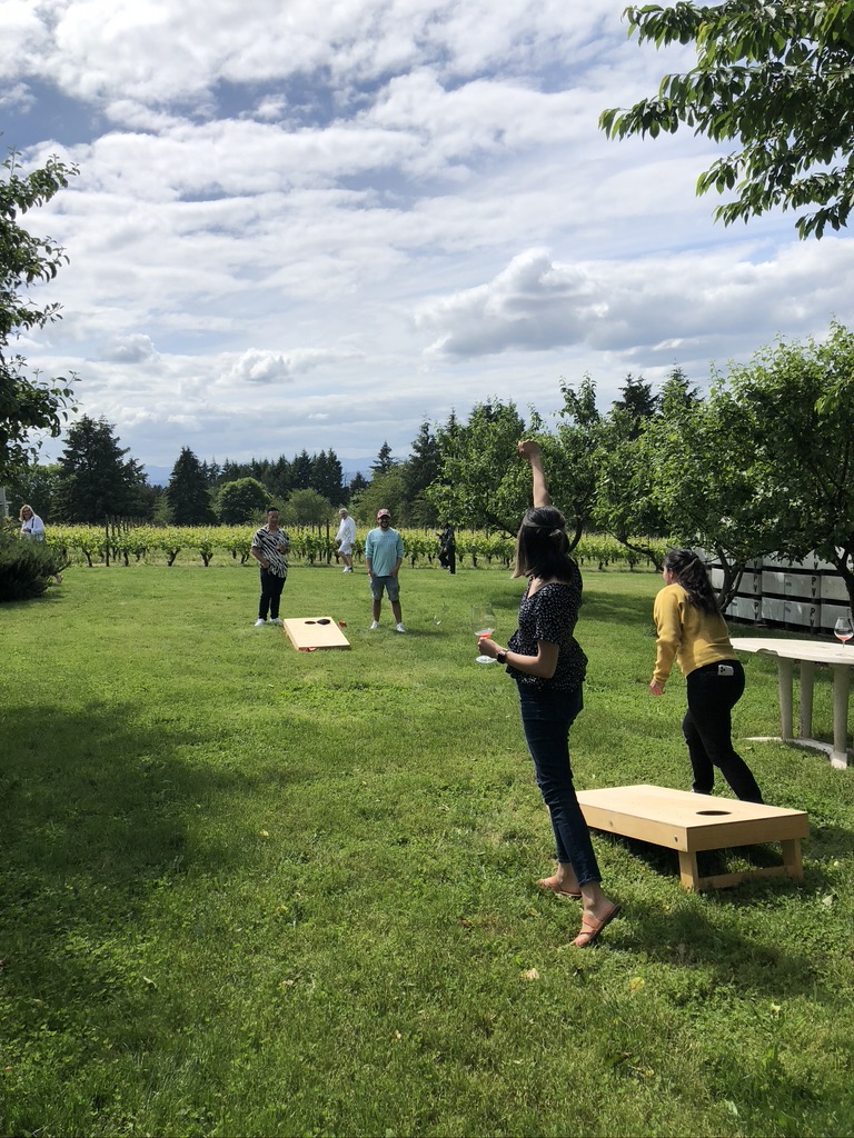 Guests playing lawn games